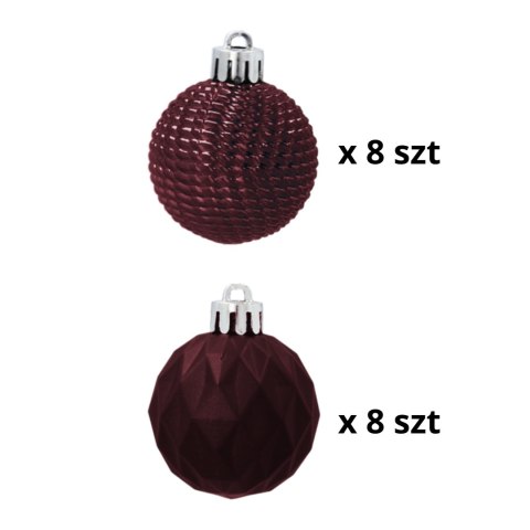 Zestaw 16 Eleganckich Bombek Kamai Christmas Decoration® o Średnicy 4 cm - Kolor Burgund Zestaw 16 Eleganckich Bombek Kamai Christmas Decoration® o Średnicy 4 cm - Kolor Burgund