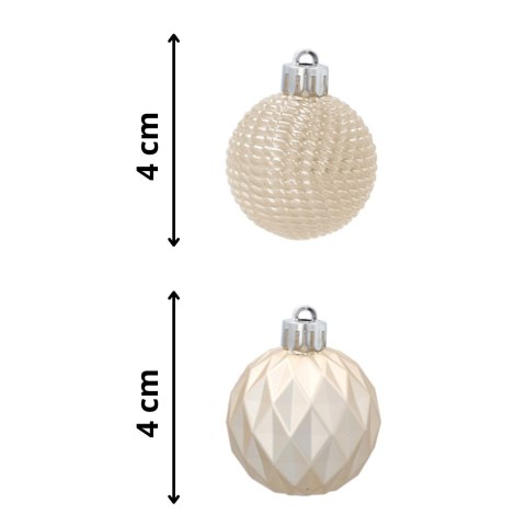Zestaw 16 Eleganckich Bombek Kamai Christmas Decoration® o Średnicy 4 cm - Kolor Szampański Zestaw 16 Eleganckich Bombek Kamai Christmas Decoration® o Średnicy 4 cm - Kolor Szampański