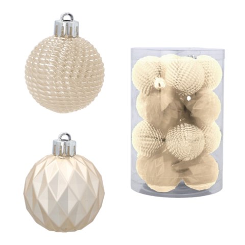 Zestaw 16 Eleganckich Bombek Kamai Christmas Decoration® o Średnicy 4 cm - Kolor Szampański Zestaw 16 Eleganckich Bombek Kamai Christmas Decoration® o Średnicy 4 cm - Kolor Szampański