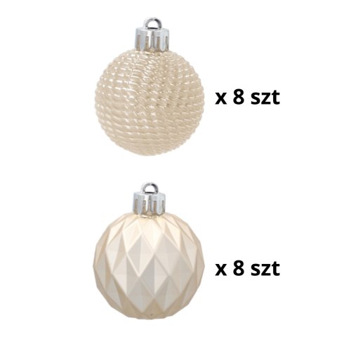 Zestaw 16 Eleganckich Bombek Kamai Christmas Decoration® o Średnicy 4 cm - Kolor Szampański Zestaw 16 Eleganckich Bombek Kamai Christmas Decoration® o Średnicy 4 cm - Kolor Szampański