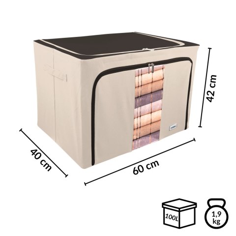 Beżowy organizer Kamai Gio Style z utwardzonymi ściankami, bocznymi uchwytami i okienkiem, pojemność 100L Beżowy organizer Kamai Gio Style z utwardzonymi ściankami, bocznymi uchwytami i okienkiem, pojemność 100L