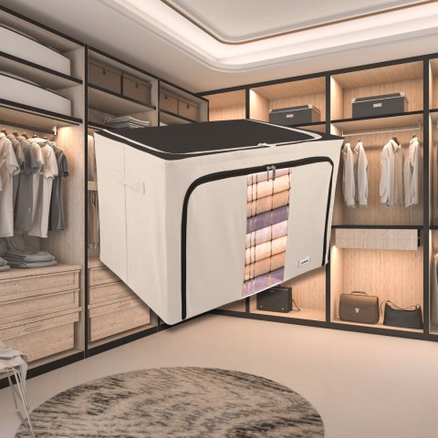 Beżowy organizer Kamai Gio Style z utwardzonymi ściankami, bocznymi uchwytami i okienkiem, pojemność 100L Beżowy organizer Kamai Gio Style z utwardzonymi ściankami, bocznymi uchwytami i okienkiem, pojemność 100L