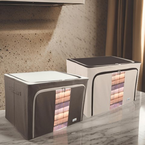 Beżowy organizer Kamai Gio Style z utwardzonymi ściankami, bocznymi uchwytami i okienkiem, pojemność 100L Beżowy organizer Kamai Gio Style z utwardzonymi ściankami, bocznymi uchwytami i okienkiem, pojemność 100L