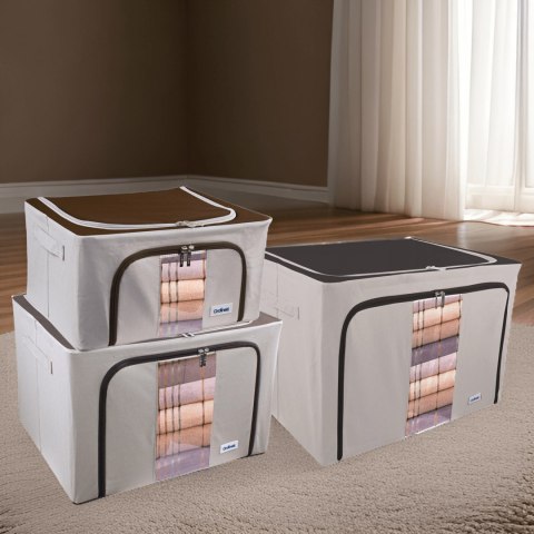Beżowy organizer Kamai Gio Style z utwardzonymi ściankami, bocznymi uchwytami i okienkiem, pojemność 100L Beżowy organizer Kamai Gio Style z utwardzonymi ściankami, bocznymi uchwytami i okienkiem, pojemność 100L