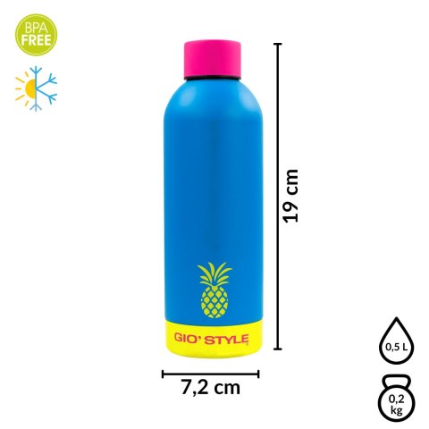 Butelka termiczna Kamai Gio Style, stal nierdzewna, niebieska, pojemność 0,5L Butelka termiczna Kamai Gio Style, stal nierdzewna, niebieska, pojemność 0,5L