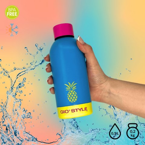Butelka termiczna Kamai Gio Style, stal nierdzewna, niebieska, pojemność 0,5L Butelka termiczna Kamai Gio Style, stal nierdzewna, niebieska, pojemność 0,5L