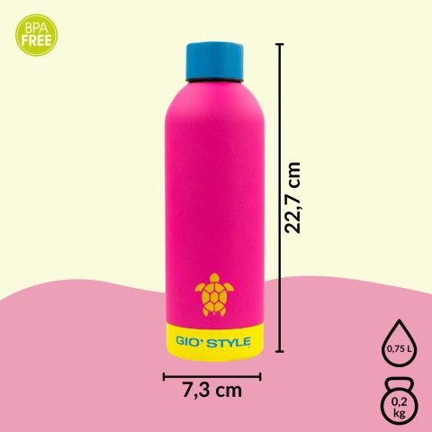 Butelka termiczna Kamai Gio Style, stal nierdzewna, różowa, pojemność 0,75L Butelka termiczna Kamai Gio Style, stal nierdzewna, różowa, pojemność 0,75L