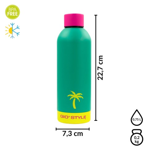 Butelka termiczna Kamai Gio Style, stal nierdzewna, zielona, pojemność 0,75L Butelka termiczna Kamai Gio Style, stal nierdzewna, zielona, pojemność 0,75L