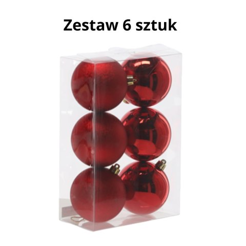 EKSKLUZYWNY ZESTAW 6 BOMBEK CHOINKOWYCH 8 CM - CZERWONY EKSKLUZYWNY ZESTAW 6 BOMBEK CHOINKOWYCH 8 CM - CZERWONY