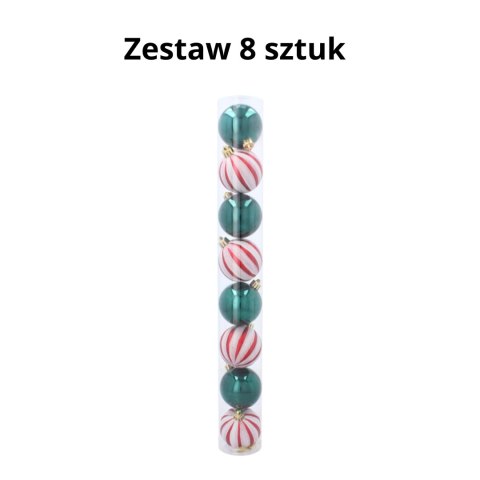 EKSKLUZYWNY ZESTAW 8 BOMBEK 6 CM - BIAŁY-CZERWONY/ZIELONY MIX WZORÓW EKSKLUZYWNY ZESTAW 8 BOMBEK 6 CM - BIAŁY-CZERWONY/ZIELONY MIX WZORÓW