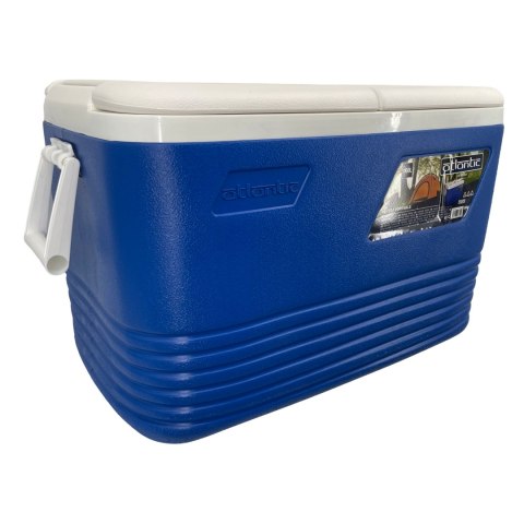Lodówka turystyczna 60L Kamai Coolbox na wkłady mrożące, niebieska z miejscem na butelki na pokrywie Lodówka turystyczna 60L Kamai Coolbox na wkłady mrożące, niebieska z miejscem na butelki na pokrywie