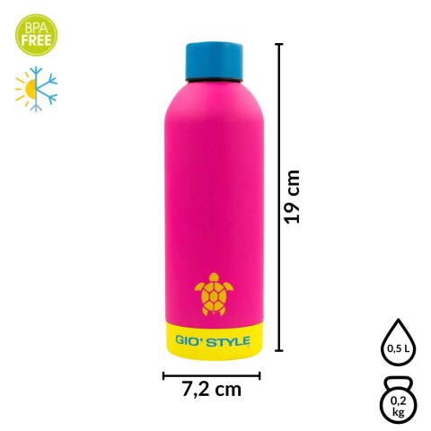 Butelka termiczna Kamai Gio Style, stal nierdzewna, różowa, pojemność 0,5L Butelka termiczna Kamai Gio Style, stal nierdzewna, różowa, pojemność 0,5L