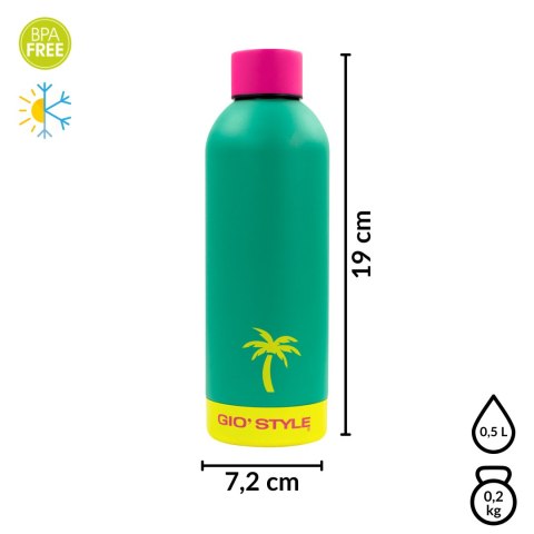 Butelka termiczna Kamai Gio Style, stal nierdzewna, zielona, pojemność 0,5L Butelka termiczna Kamai Gio Style, stal nierdzewna, zielona, pojemność 0,5L