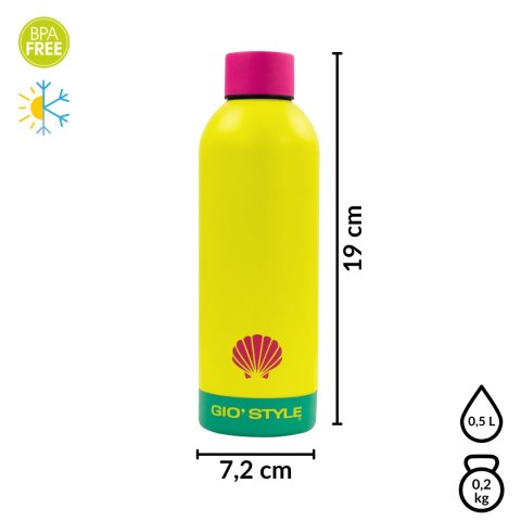 Butelka termiczna Kamai Gio Style, stal nierdzewna, żółta, pojemność 0,5L Butelka termiczna Kamai Gio Style, stal nierdzewna, żółta, pojemność 0,5L