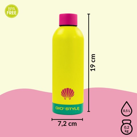 Butelka termiczna Kamai Gio Style, stal nierdzewna, żółta, pojemność 0,5L Butelka termiczna Kamai Gio Style, stal nierdzewna, żółta, pojemność 0,5L