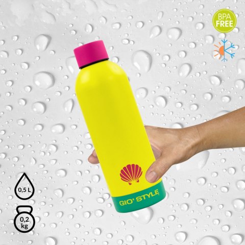 Butelka termiczna Kamai Gio Style, stal nierdzewna, żółta, pojemność 0,5L Butelka termiczna Kamai Gio Style, stal nierdzewna, żółta, pojemność 0,5L