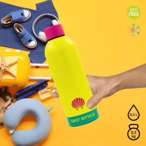 Butelka termiczna Kamai Gio Style, stal nierdzewna, żółta, pojemność 0,5L Butelka termiczna Kamai Gio Style, stal nierdzewna, żółta, pojemność 0,5L