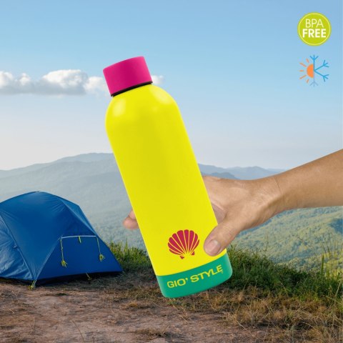 Butelka termiczna Kamai Gio Style, stal nierdzewna, żółta, pojemność 0,5L Butelka termiczna Kamai Gio Style, stal nierdzewna, żółta, pojemność 0,5L