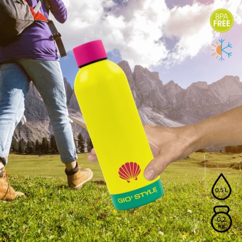 Butelka termiczna Kamai Gio Style, stal nierdzewna, żółta, pojemność 0,5L Butelka termiczna Kamai Gio Style, stal nierdzewna, żółta, pojemność 0,5L