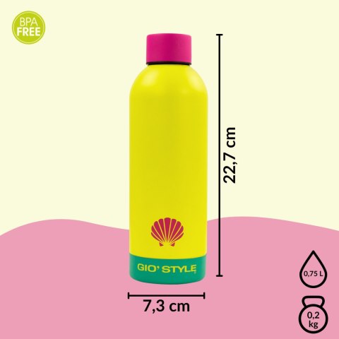 Butelka termiczna Kamai Gio Style, stal nierdzewna, żółta, pojemność 0,75L Butelka termiczna Kamai Gio Style, stal nierdzewna, żółta, pojemność 0,75L