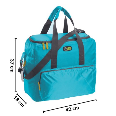 Torba termiczna Kamai Gio Style na ramię, błękitna, z kieszeniami i rączką do noszenia, pojemność 33L Torba termiczna Kamai Gio Style na ramię, błękitna, z kieszeniami i rączką do noszenia, pojemność 33L