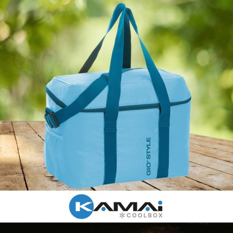 Torba termiczna Kamai Gio Style na ramię, niebieska, z kieszenią boczną i uchwytem do noszenia, pojemność 30L Torba termiczna Kamai Gio Style na ramię, niebieska, z kieszenią boczną i uchwytem do noszenia, pojemność 30L
