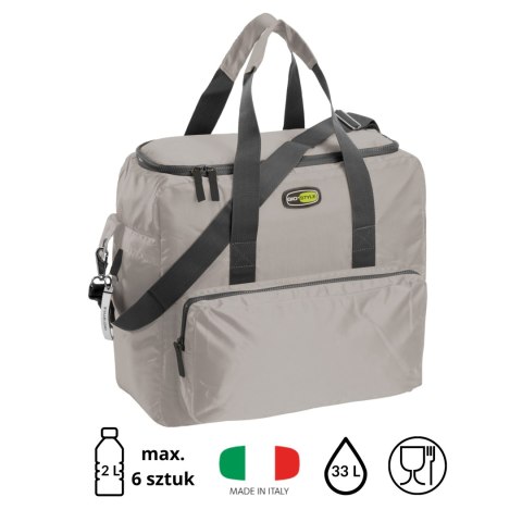 Torba termiczna Kamai Gio Style na ramię, pastelowy szary, z kieszeniami i rączką do noszenia, pojemność 33L Torba termiczna Kamai Gio Style na ramię, pastelowy szary, z kieszeniami i rączką do noszenia, pojemność 33L