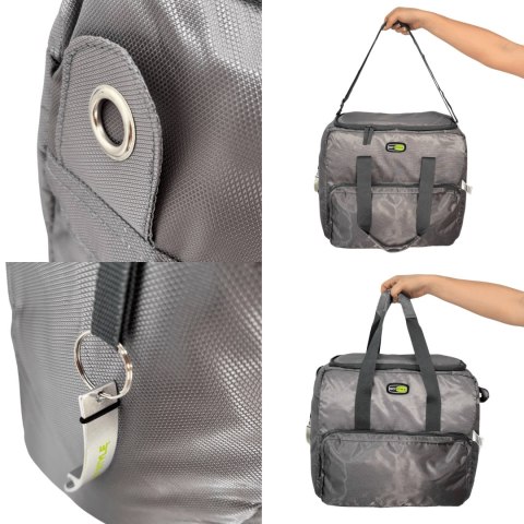 Torba termiczna Kamai Gio Style na ramię, pastelowy szary, z kieszeniami i rączką do noszenia, pojemność 33L Torba termiczna Kamai Gio Style na ramię, pastelowy szary, z kieszeniami i rączką do noszenia, pojemność 33L