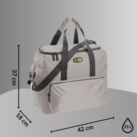 Torba termiczna Kamai Gio Style na ramię, pastelowy szary, z kieszeniami i rączką do noszenia, pojemność 33L Torba termiczna Kamai Gio Style na ramię, pastelowy szary, z kieszeniami i rączką do noszenia, pojemność 33L