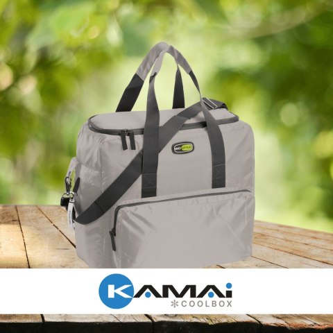 Torba termiczna Kamai Gio Style na ramię, pastelowy szary, z kieszeniami i rączką do noszenia, pojemność 33L Torba termiczna Kamai Gio Style na ramię, pastelowy szary, z kieszeniami i rączką do noszenia, pojemność 33L