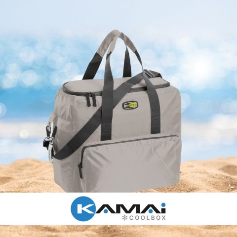 Torba termiczna Kamai Gio Style na ramię, pastelowy szary, z kieszeniami i rączką do noszenia, pojemność 33L Torba termiczna Kamai Gio Style na ramię, pastelowy szary, z kieszeniami i rączką do noszenia, pojemność 33L