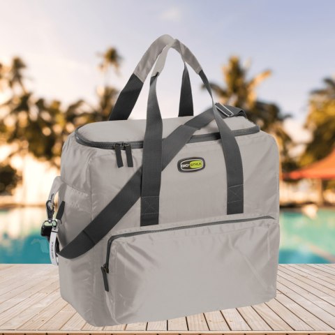 Torba termiczna Kamai Gio Style na ramię, pastelowy szary, z kieszeniami i rączką do noszenia, pojemność 33L Torba termiczna Kamai Gio Style na ramię, pastelowy szary, z kieszeniami i rączką do noszenia, pojemność 33L