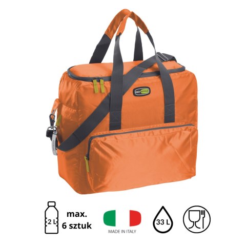 Torba termiczna Kamai Gio Style na ramię, pomarańczowa, z kieszeniami i rączką do noszenia, pojemność 33L Torba termiczna Kamai Gio Style na ramię, pomarańczowa, z kieszeniami i rączką do noszenia, pojemność 33L