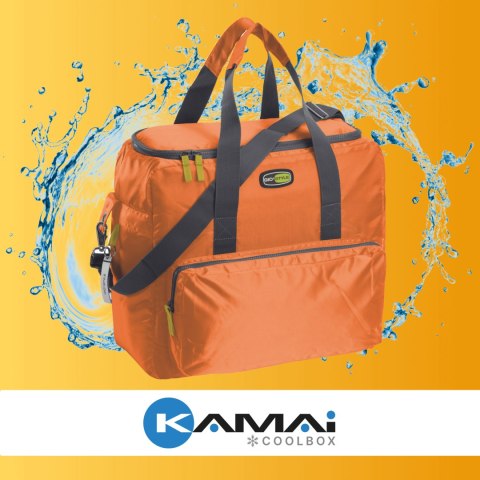 Torba termiczna Kamai Gio Style na ramię, pomarańczowa, z kieszeniami i rączką do noszenia, pojemność 33L Torba termiczna Kamai Gio Style na ramię, pomarańczowa, z kieszeniami i rączką do noszenia, pojemność 33L