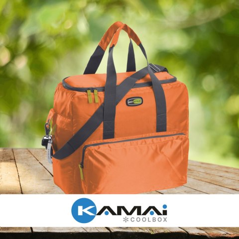 Torba termiczna Kamai Gio Style na ramię, pomarańczowa, z kieszeniami i rączką do noszenia, pojemność 33L Torba termiczna Kamai Gio Style na ramię, pomarańczowa, z kieszeniami i rączką do noszenia, pojemność 33L