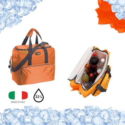 Torba termiczna Kamai Gio Style na ramię, pomarańczowa, z kieszeniami i rączką do noszenia, pojemność 33L Torba termiczna Kamai Gio Style na ramię, pomarańczowa, z kieszeniami i rączką do noszenia, pojemność 33L