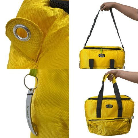 Torba termiczna Kamai Gio Style na ramię, żółta, z kieszeniami i rączką do noszenia, pojemność 33L Torba termiczna Kamai Gio Style na ramię, żółta, z kieszeniami i rączką do noszenia, pojemność 33L