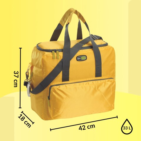 Torba termiczna Kamai Gio Style na ramię, żółta, z kieszeniami i rączką do noszenia, pojemność 33L Torba termiczna Kamai Gio Style na ramię, żółta, z kieszeniami i rączką do noszenia, pojemność 33L