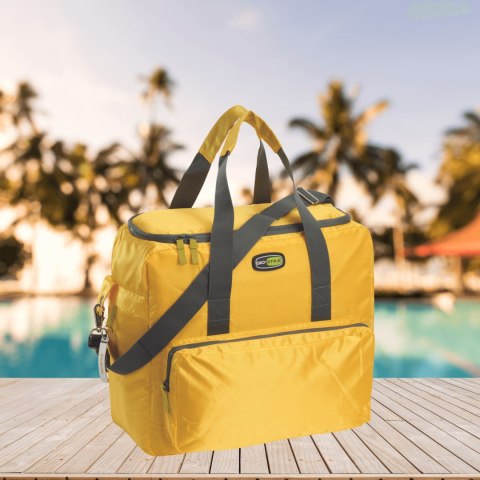 Torba termiczna Kamai Gio Style na ramię, żółta, z kieszeniami i rączką do noszenia, pojemność 33L Torba termiczna Kamai Gio Style na ramię, żółta, z kieszeniami i rączką do noszenia, pojemność 33L
