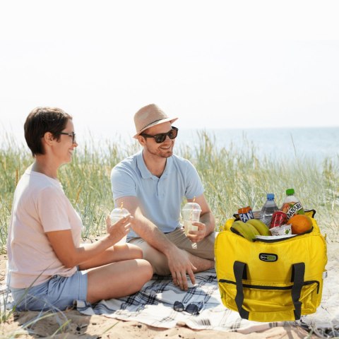 Torba termiczna Kamai Gio Style na ramię, żółta, z kieszeniami i rączką do noszenia, pojemność 33L Torba termiczna Kamai Gio Style na ramię, żółta, z kieszeniami i rączką do noszenia, pojemność 33L