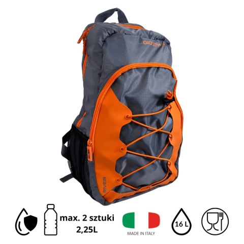 Wodoodporny plecak Kamai Gio Style, pojemność 16L, w kolorze szaro-pomarańczowym Wodoodporny plecak Kamai Gio Style, pojemność 16L, w kolorze szaro-pomarańczowym