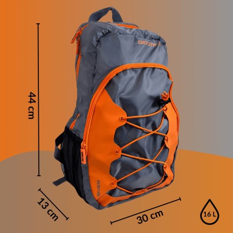Wodoodporny plecak Kamai Gio Style, pojemność 16L, w kolorze szaro-pomarańczowym Wodoodporny plecak Kamai Gio Style, pojemność 16L, w kolorze szaro-pomarańczowym