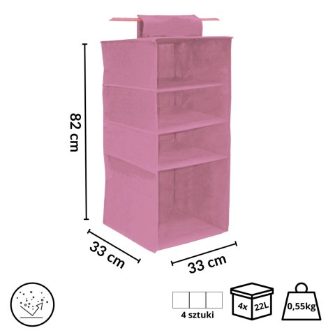 BLOSSOM Wiszący organizer do szafy 4 przegrody 33x33x82cm BLOSSOM Wiszący organizer do szafy 4 przegrody 33x33x82cm