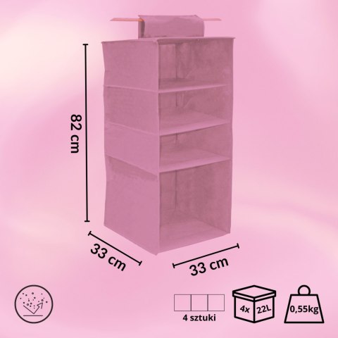 BLOSSOM Wiszący organizer do szafy 4 przegrody 33x33x82cm BLOSSOM Wiszący organizer do szafy 4 przegrody 33x33x82cm