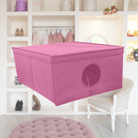 BLOSSOM różowy organizer do szafy z pokrywą oraz oknem 48x36x19cm BLOSSOM różowy organizer do szafy z pokrywą oraz oknem 48x36x19cm