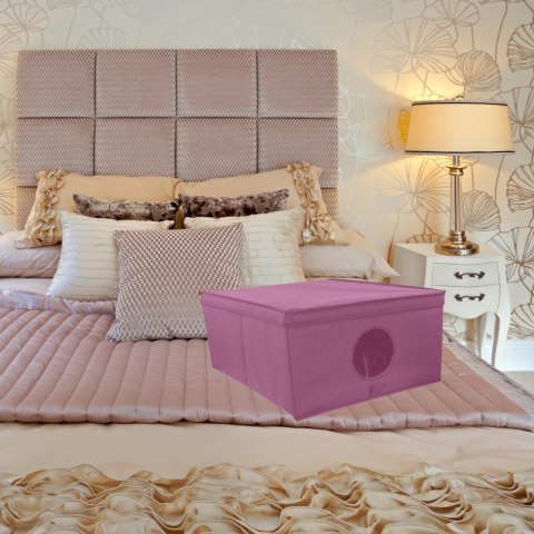 BLOSSOM różowy organizer do szafy z pokrywą oraz oknem 48x36x19cm BLOSSOM różowy organizer do szafy z pokrywą oraz oknem 48x36x19cm