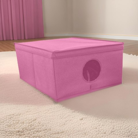 BLOSSOM różowy organizer do szafy z pokrywą oraz oknem 48x36x19cm BLOSSOM różowy organizer do szafy z pokrywą oraz oknem 48x36x19cm