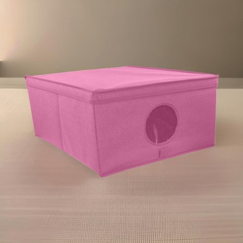 BLOSSOM różowy organizer do szafy z pokrywą oraz oknem 48x36x19cm BLOSSOM różowy organizer do szafy z pokrywą oraz oknem 48x36x19cm