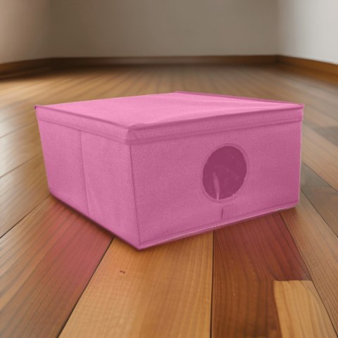 BLOSSOM różowy organizer do szafy z pokrywą oraz oknem 48x36x19cm BLOSSOM różowy organizer do szafy z pokrywą oraz oknem 48x36x19cm