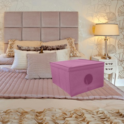 BLOSSOM różowy organizer do szafy z pokrywą oraz oknem50x40x25cm BLOSSOM różowy organizer do szafy z pokrywą oraz oknem50x40x25cm